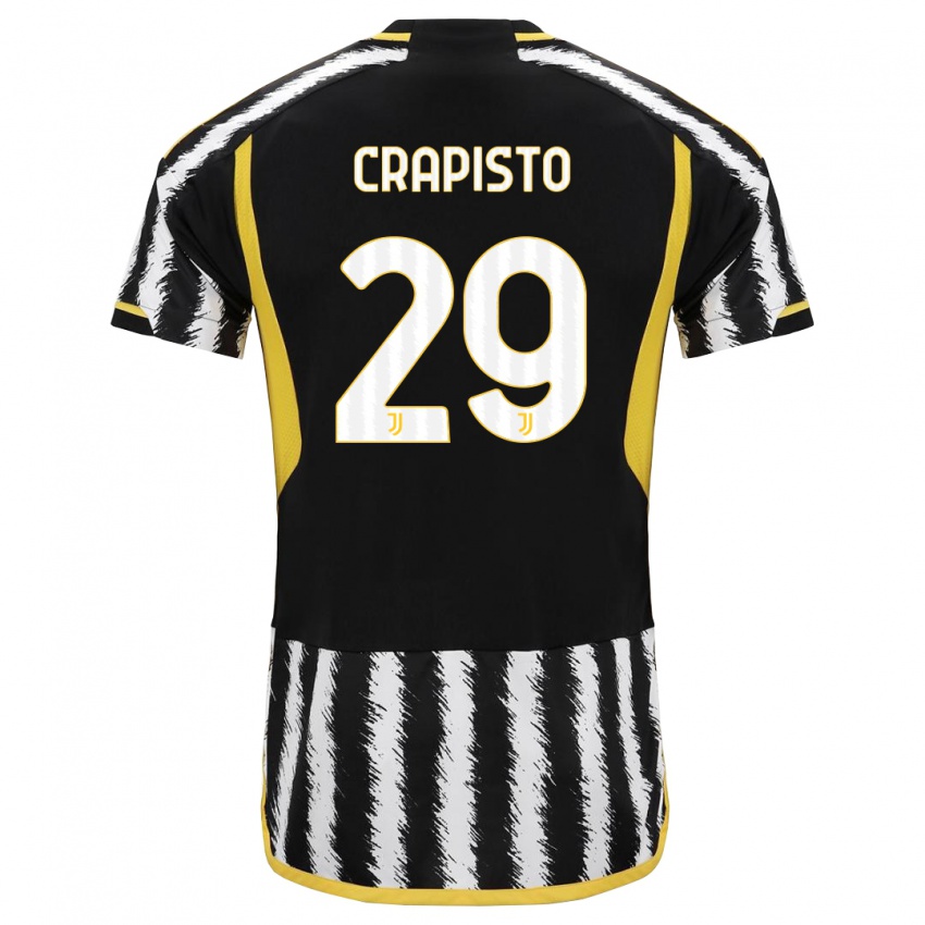 Mænd Francesco Crapisto #29 Sort Hvid Hjemmebane Spillertrøjer 2023/24 Trøje T-Shirt