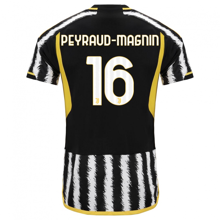 Mænd Pauline Peyraud-Magnin #16 Sort Hvid Hjemmebane Spillertrøjer 2023/24 Trøje T-Shirt
