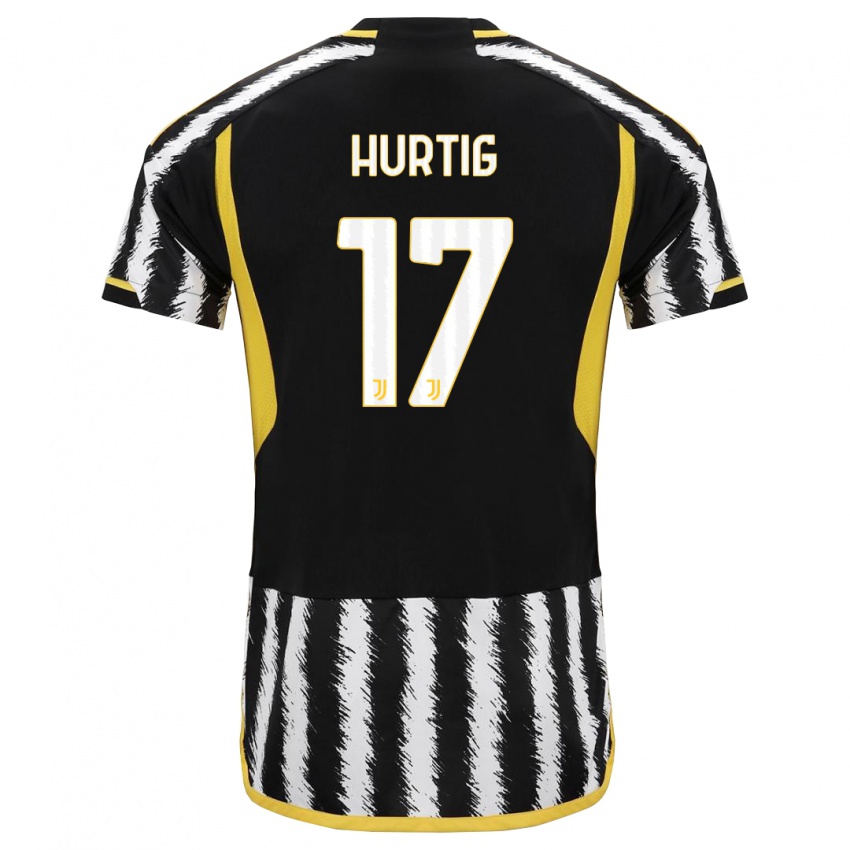 Mænd Lina Hurtig #17 Sort Hvid Hjemmebane Spillertrøjer 2023/24 Trøje T-Shirt