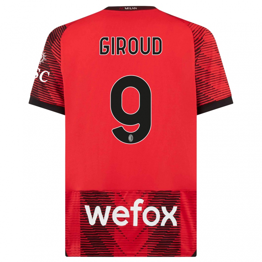 Mænd Olivier Giroud #9 Rød Sort Hjemmebane Spillertrøjer 2023/24 Trøje T-Shirt