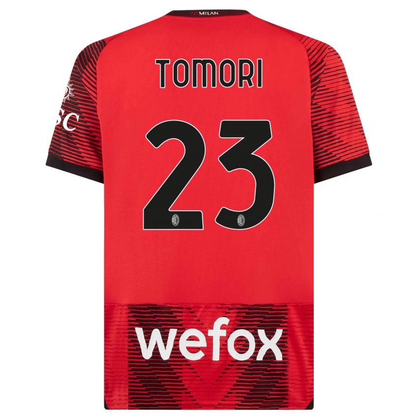 Mænd Fikayo Tomori #23 Rød Sort Hjemmebane Spillertrøjer 2023/24 Trøje T-Shirt
