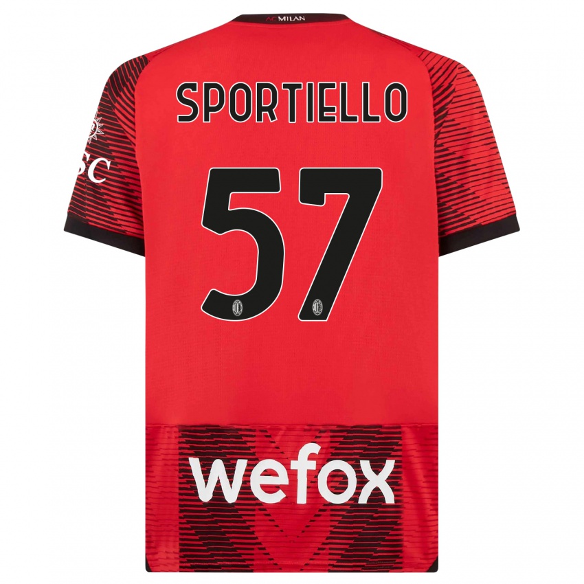Mænd Marco Sportiello #57 Rød Sort Hjemmebane Spillertrøjer 2023/24 Trøje T-Shirt