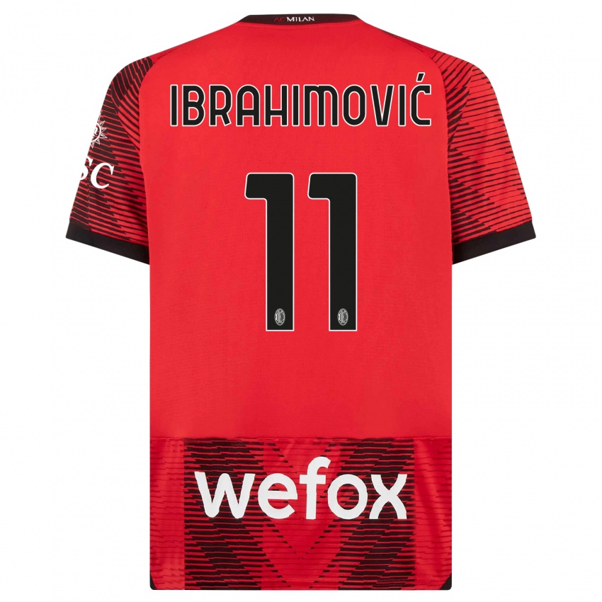 Mænd Zlatan Ibrahimovic #11 Rød Sort Hjemmebane Spillertrøjer 2023/24 Trøje T-Shirt