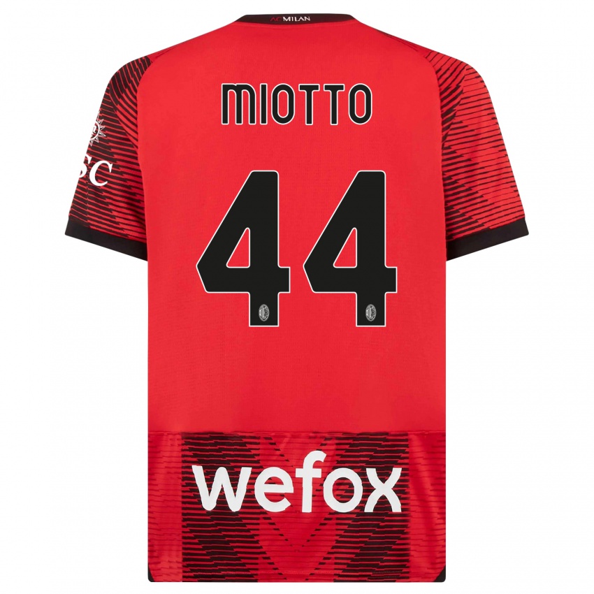 Mænd Giorgia Miotto #44 Rød Sort Hjemmebane Spillertrøjer 2023/24 Trøje T-Shirt