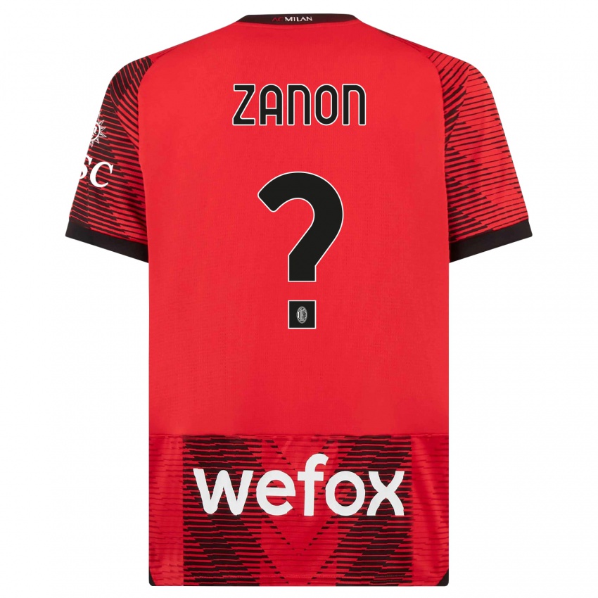 Mænd Thomas Zanon #0 Rød Sort Hjemmebane Spillertrøjer 2023/24 Trøje T-Shirt