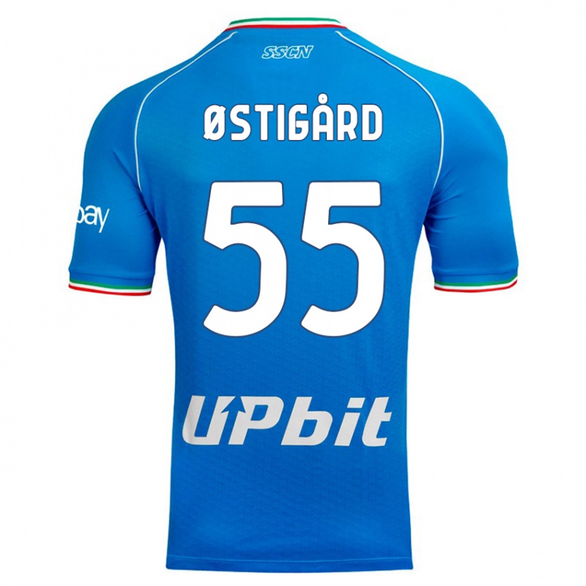 Mænd Leo Ostigard #55 Himmelblå Hjemmebane Spillertrøjer 2023/24 Trøje T-Shirt