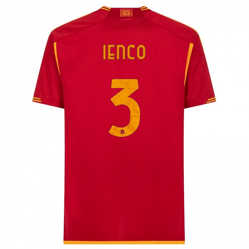 Mænd Simone Ienco #3 Rød Hjemmebane Spillertrøjer 2023/24 Trøje T-Shirt