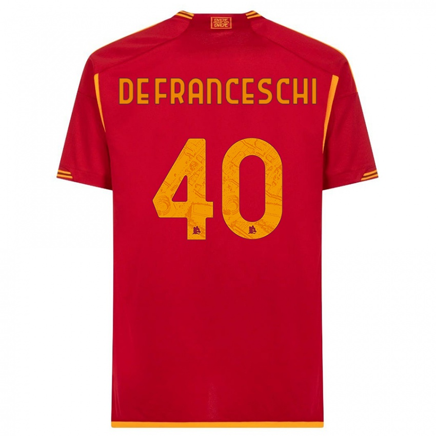 Mænd Leonardo De Franceschi #40 Rød Hjemmebane Spillertrøjer 2023/24 Trøje T-Shirt