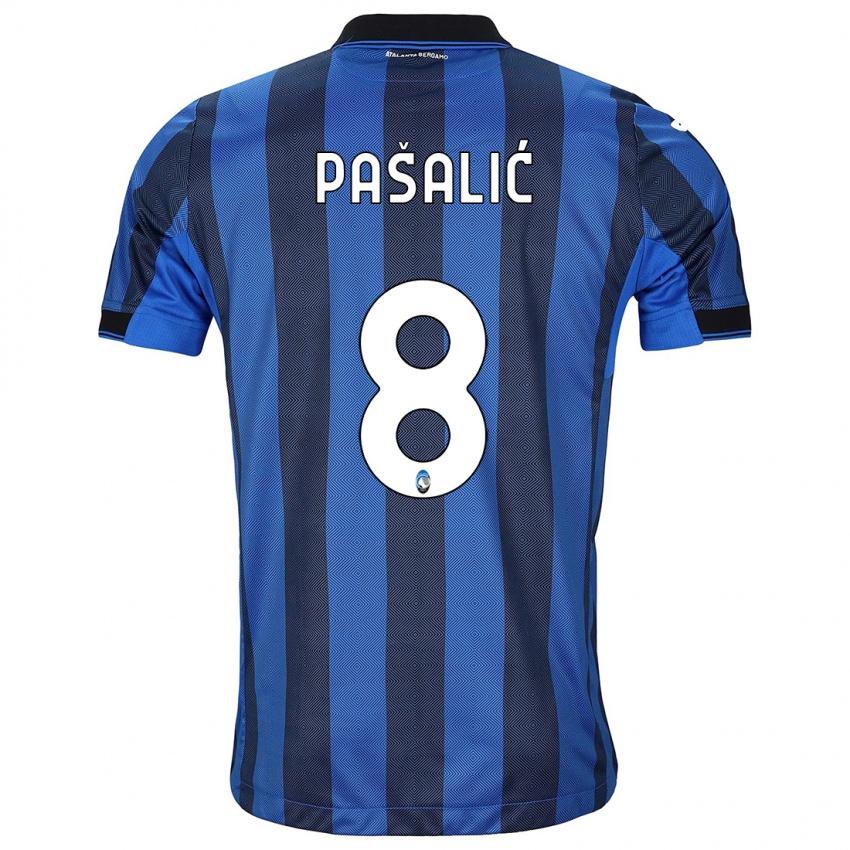 Mænd Mario Pasalic #8 Sort Blå Hjemmebane Spillertrøjer 2023/24 Trøje T-Shirt