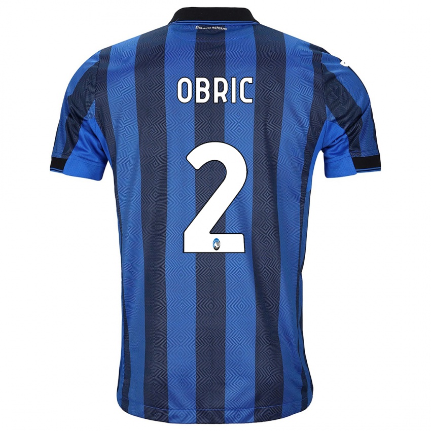 Mænd Relja Obric #2 Sort Blå Hjemmebane Spillertrøjer 2023/24 Trøje T-Shirt