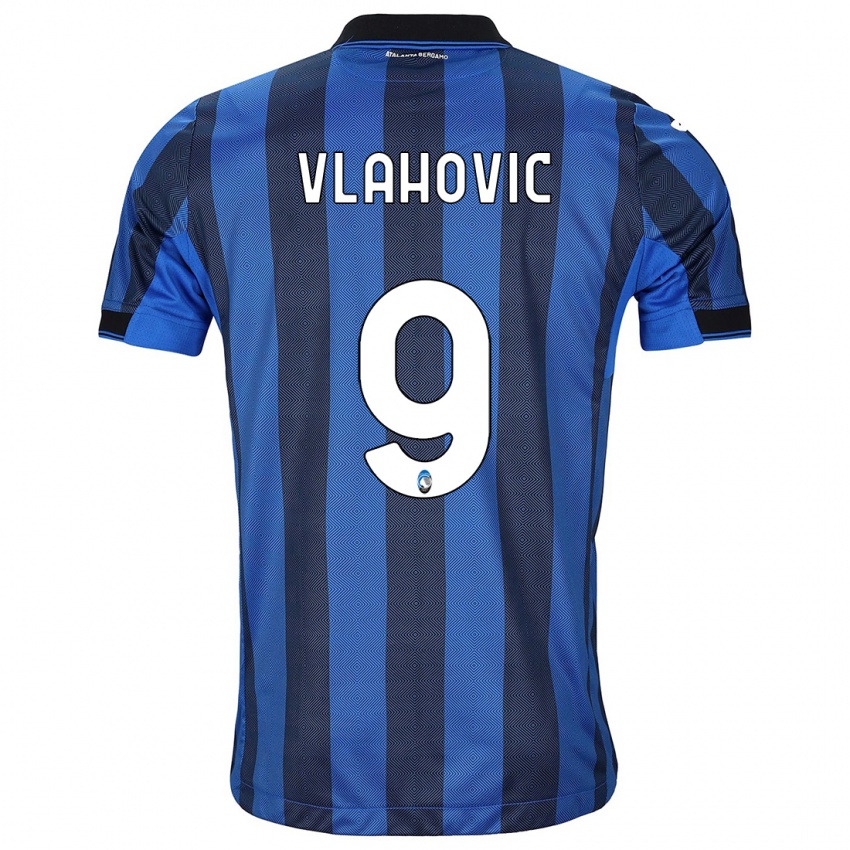 Mænd Vanja Vlahovic #9 Sort Blå Hjemmebane Spillertrøjer 2023/24 Trøje T-Shirt