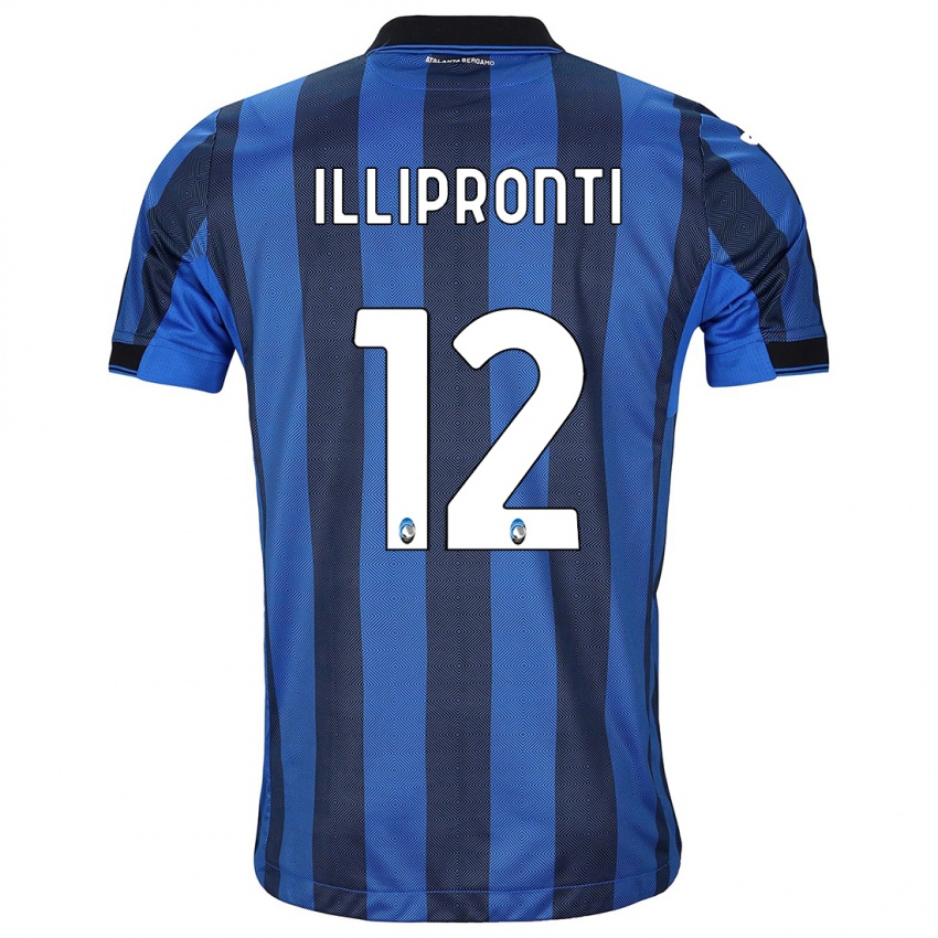 Mænd Filippo Illipronti #12 Sort Blå Hjemmebane Spillertrøjer 2023/24 Trøje T-Shirt
