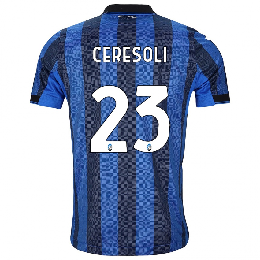 Mænd Andrea Ceresoli #23 Sort Blå Hjemmebane Spillertrøjer 2023/24 Trøje T-Shirt