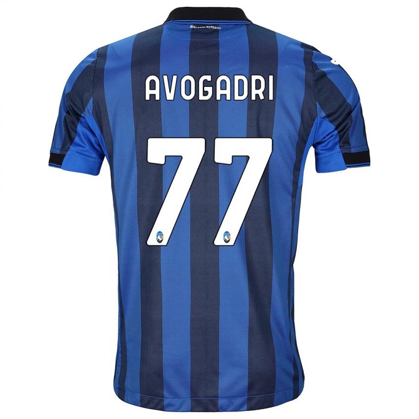 Mænd Lorenzo Avogadri #77 Sort Blå Hjemmebane Spillertrøjer 2023/24 Trøje T-Shirt