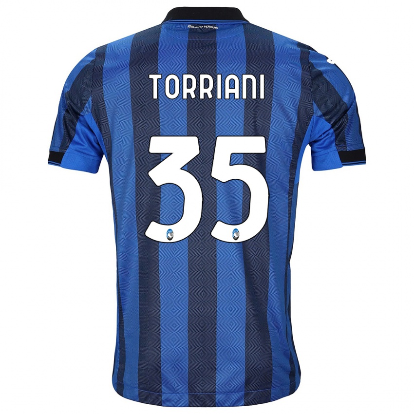 Mænd Andrea Torriani #35 Sort Blå Hjemmebane Spillertrøjer 2023/24 Trøje T-Shirt