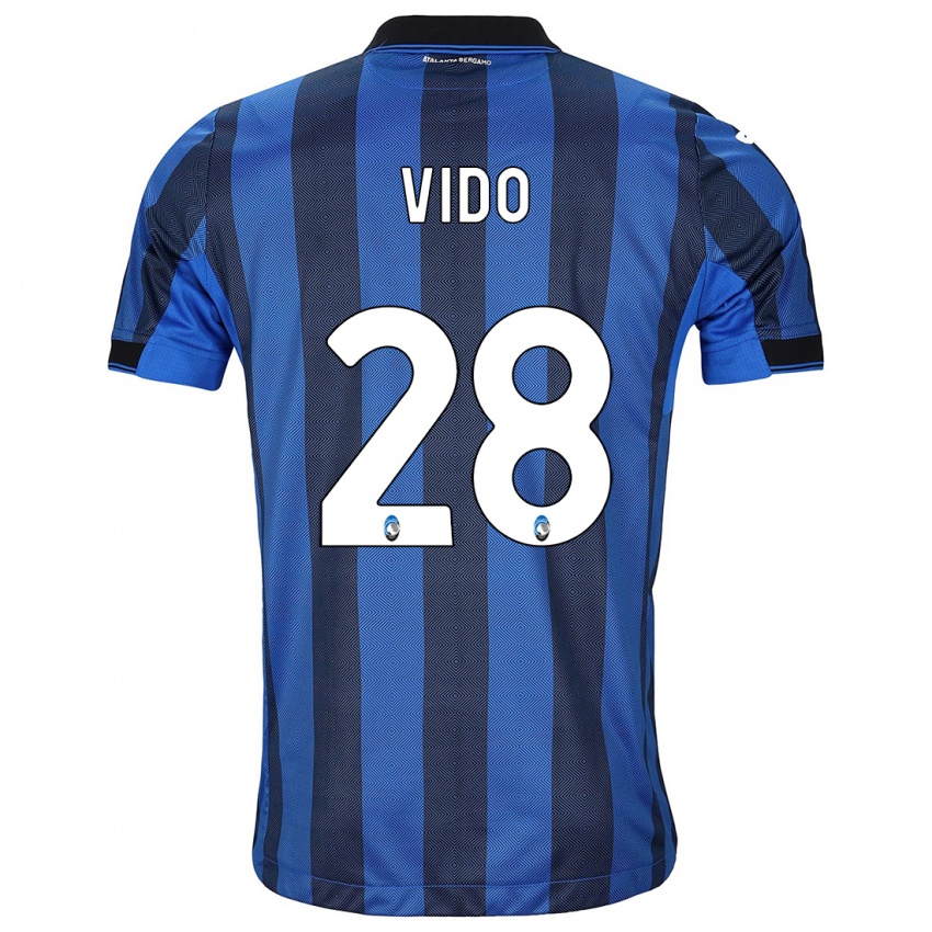 Mænd Luca Vido #28 Sort Blå Hjemmebane Spillertrøjer 2023/24 Trøje T-Shirt