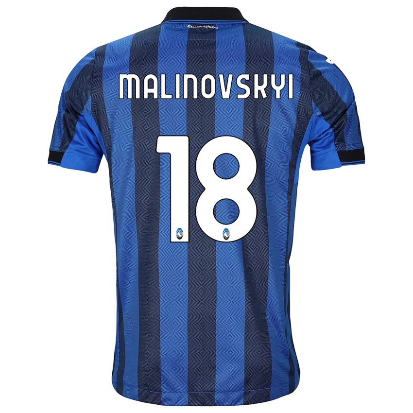 Mænd Ruslan Malinovskyi #18 Sort Blå Hjemmebane Spillertrøjer 2023/24 Trøje T-Shirt