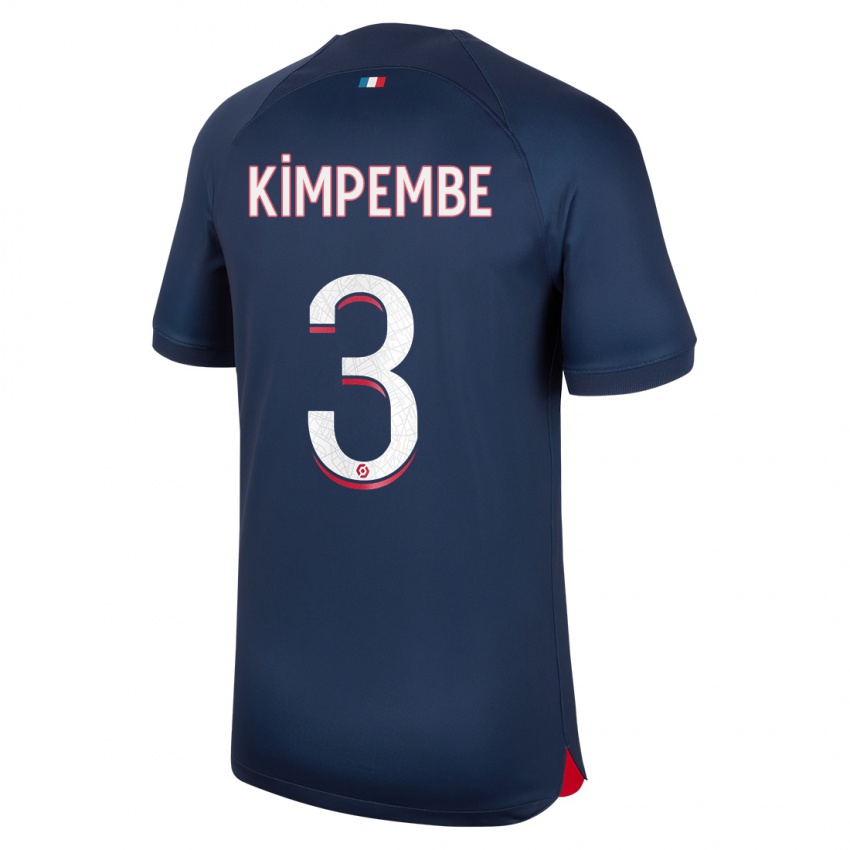 Mænd Presnel Kimpembe #3 Blå Rød Hjemmebane Spillertrøjer 2023/24 Trøje T-Shirt
