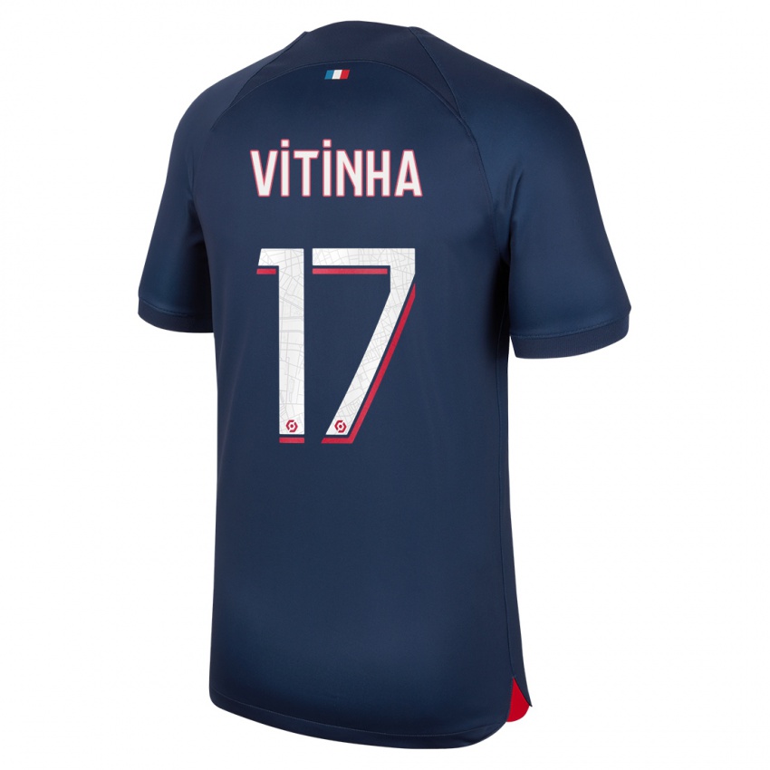 Mænd Vitinha #17 Blå Rød Hjemmebane Spillertrøjer 2023/24 Trøje T-Shirt