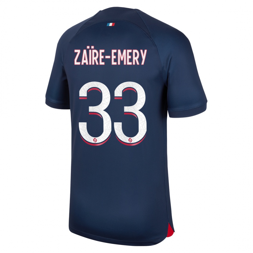 Mænd Warren Zaire Emery #33 Blå Rød Hjemmebane Spillertrøjer 2023/24 Trøje T-Shirt