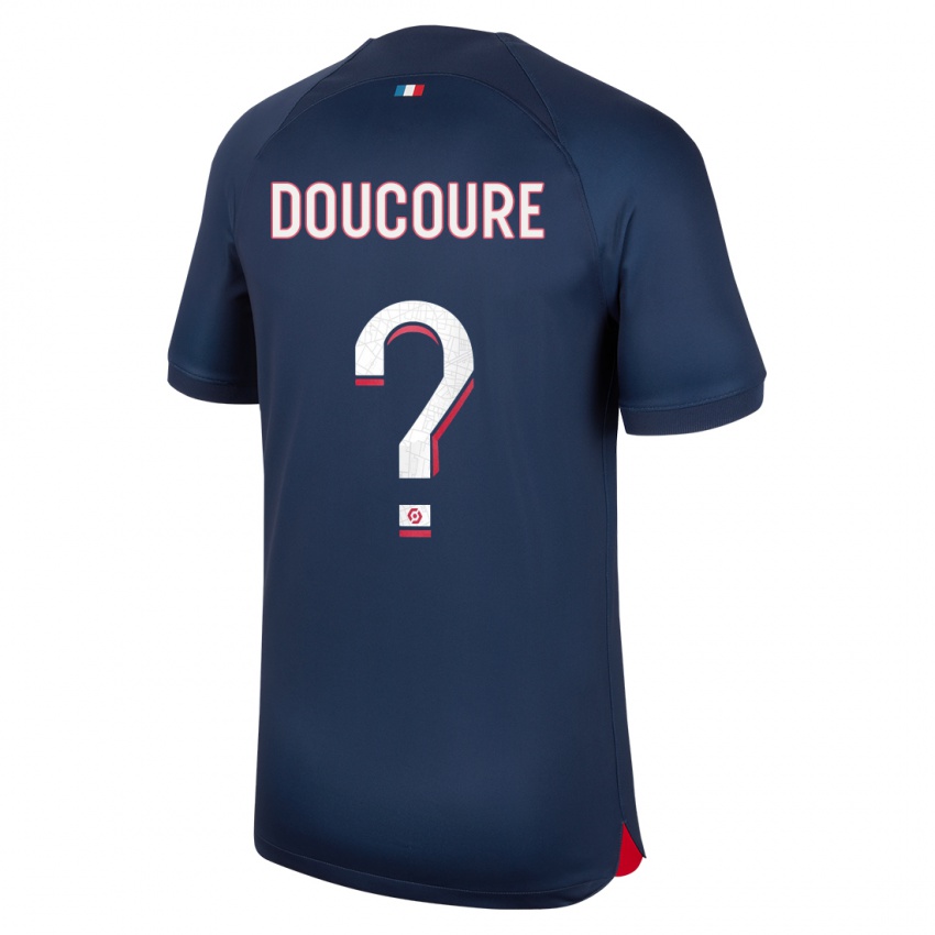 Mænd Sekou Doucoure #0 Blå Rød Hjemmebane Spillertrøjer 2023/24 Trøje T-Shirt