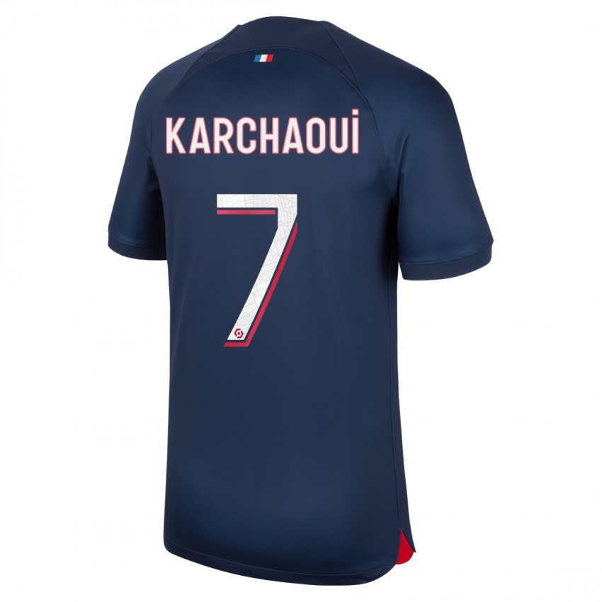 Mænd Sakina Karchaoui #7 Blå Rød Hjemmebane Spillertrøjer 2023/24 Trøje T-Shirt