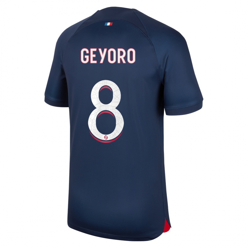 Mænd Grace Geyoro #8 Blå Rød Hjemmebane Spillertrøjer 2023/24 Trøje T-Shirt