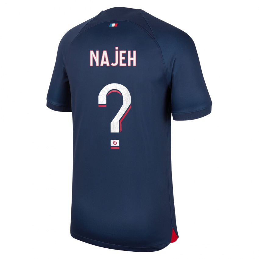 Mænd Kais Najeh #0 Blå Rød Hjemmebane Spillertrøjer 2023/24 Trøje T-Shirt