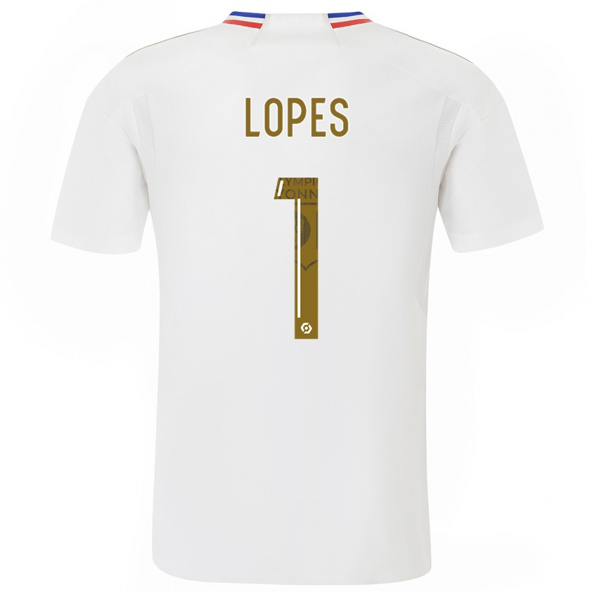 Mænd Anthony Lopes #1 Hvid Hjemmebane Spillertrøjer 2023/24 Trøje T-Shirt