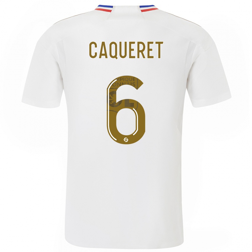 Mænd Maxence Caqueret #6 Hvid Hjemmebane Spillertrøjer 2023/24 Trøje T-Shirt