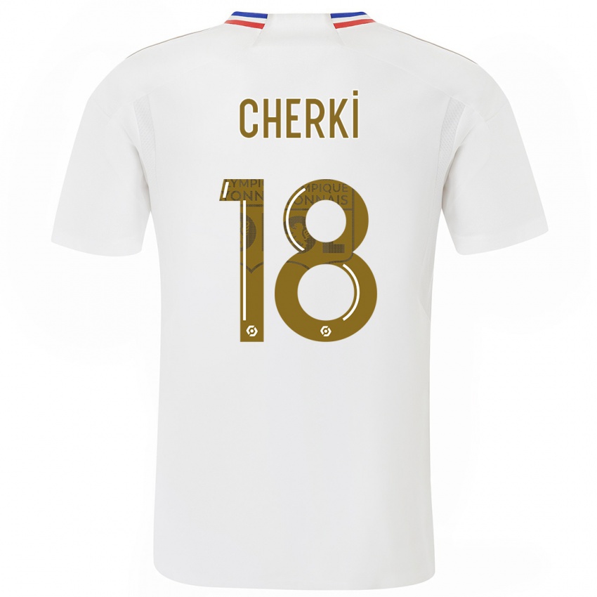 Mænd Rayan Cherki #18 Hvid Hjemmebane Spillertrøjer 2023/24 Trøje T-Shirt