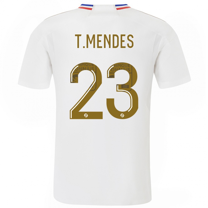 Mænd Thiago Mendes #23 Hvid Hjemmebane Spillertrøjer 2023/24 Trøje T-Shirt