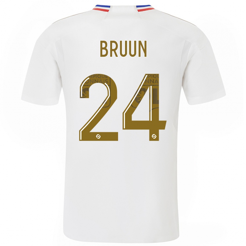 Mænd Signe Bruun #24 Hvid Hjemmebane Spillertrøjer 2023/24 Trøje T-Shirt