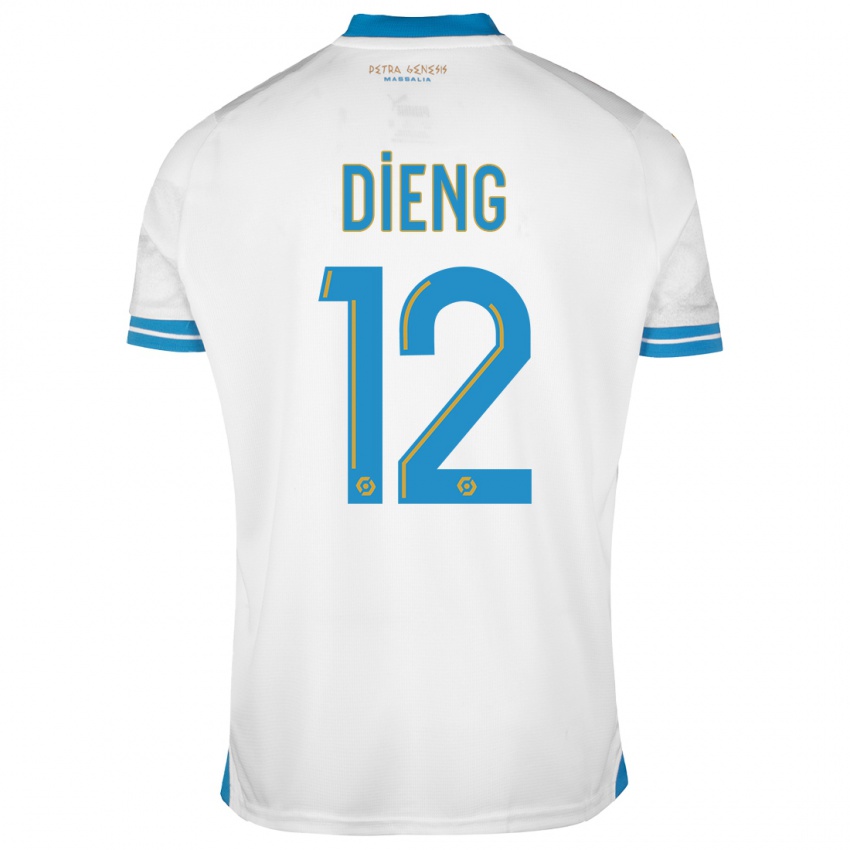 Mænd Bamba Dieng #12 Hvid Hjemmebane Spillertrøjer 2023/24 Trøje T-Shirt