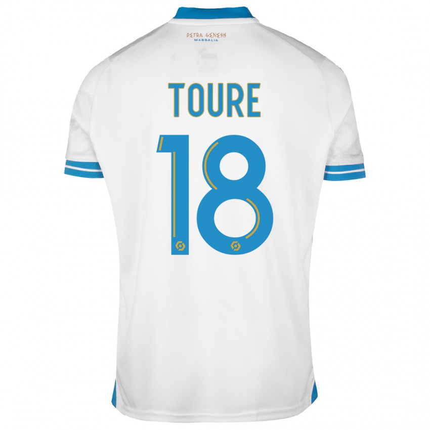 Mænd Isaak Toure #18 Hvid Hjemmebane Spillertrøjer 2023/24 Trøje T-Shirt