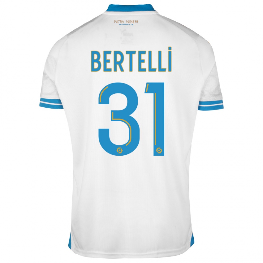 Mænd Ugo Bertelli #31 Hvid Hjemmebane Spillertrøjer 2023/24 Trøje T-Shirt