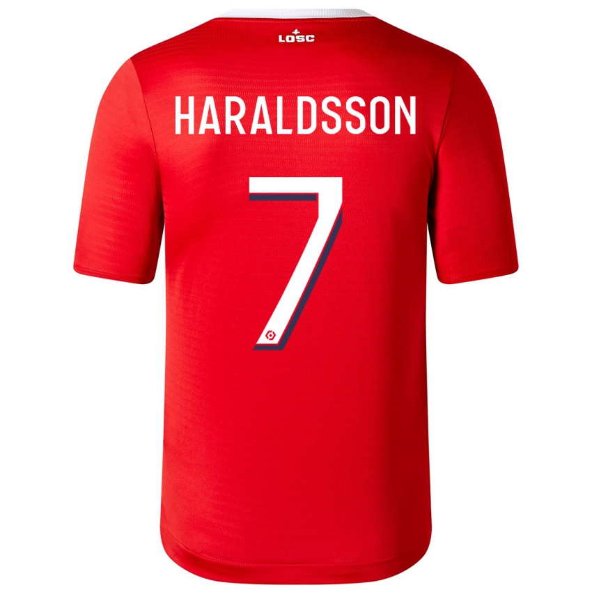 Mænd Hákon Arnar Haraldsson #7 Rød Hjemmebane Spillertrøjer 2023/24 Trøje T-Shirt