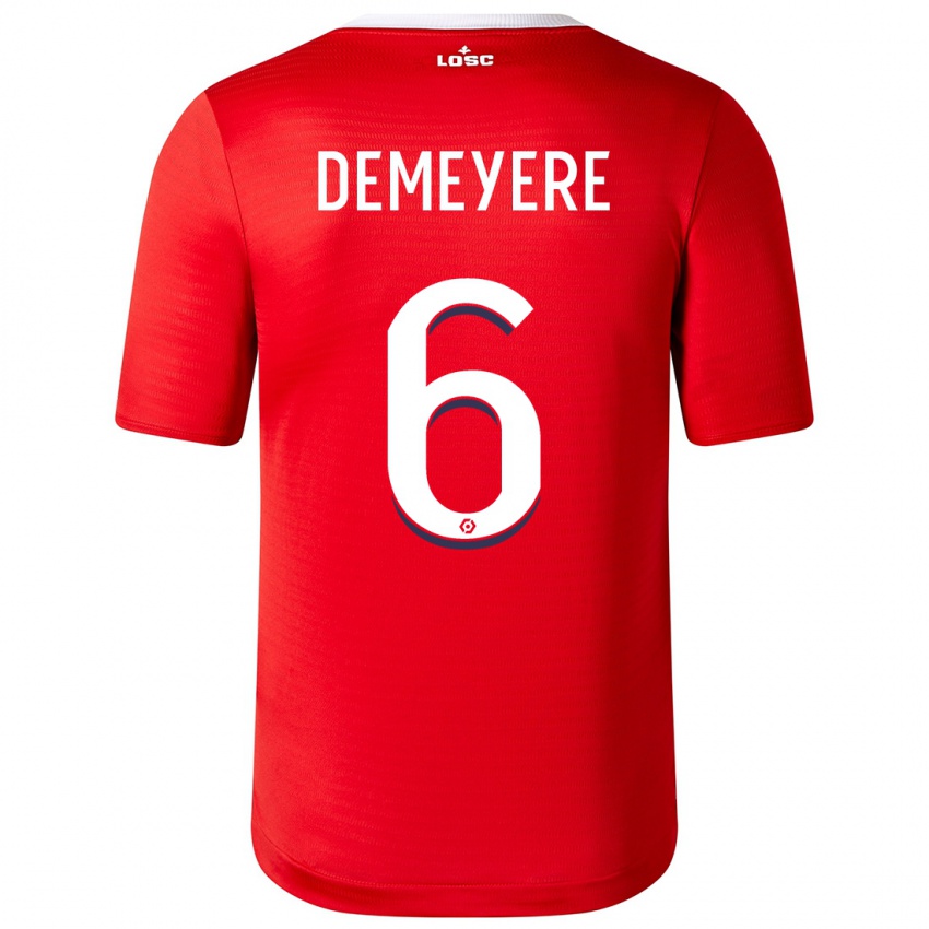 Mænd Silke Demeyere #6 Rød Hjemmebane Spillertrøjer 2023/24 Trøje T-Shirt