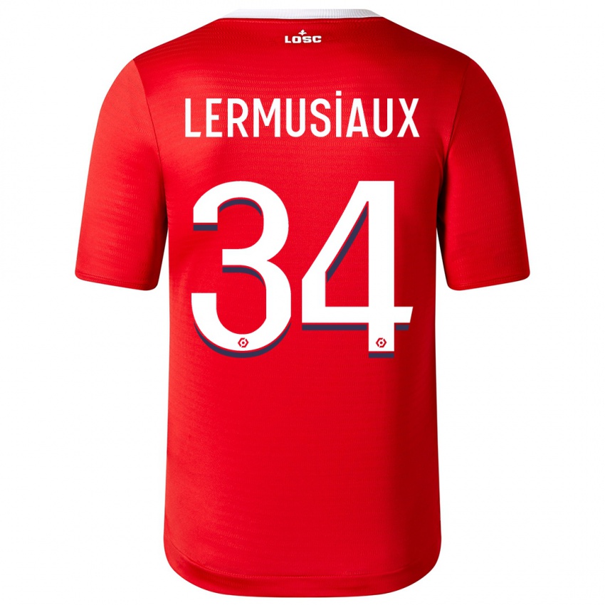 Mænd Chrystal Lermusiaux #34 Rød Hjemmebane Spillertrøjer 2023/24 Trøje T-Shirt