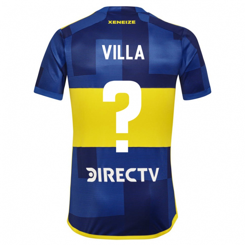 Mænd Sebastian Villa #0 Mørkeblå Gul Hjemmebane Spillertrøjer 2023/24 Trøje T-Shirt