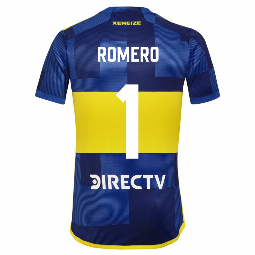 Mænd Sergio Romero #1 Mørkeblå Gul Hjemmebane Spillertrøjer 2023/24 Trøje T-Shirt