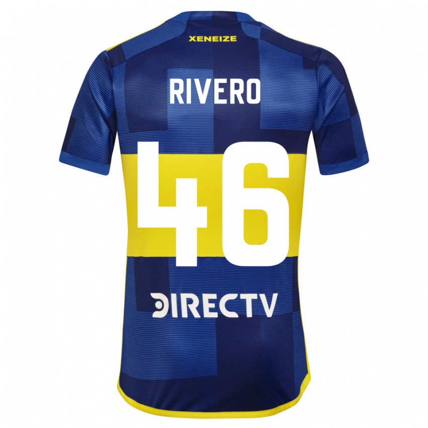 Mænd Simon Rivero #46 Mørkeblå Gul Hjemmebane Spillertrøjer 2023/24 Trøje T-Shirt