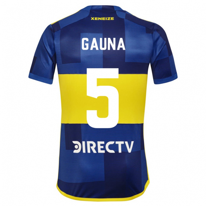 Mænd Santiago Gauna #5 Mørkeblå Gul Hjemmebane Spillertrøjer 2023/24 Trøje T-Shirt