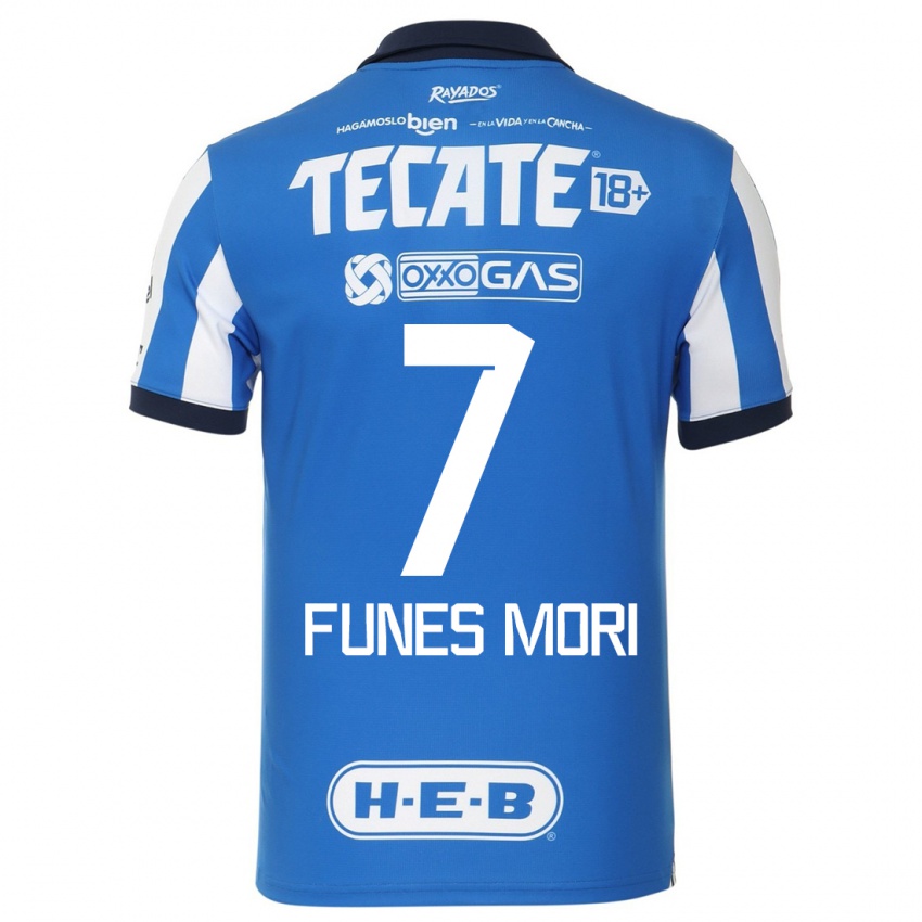 Mænd Rogelio Funes Mori #7 Blå Hvid Hjemmebane Spillertrøjer 2023/24 Trøje T-Shirt