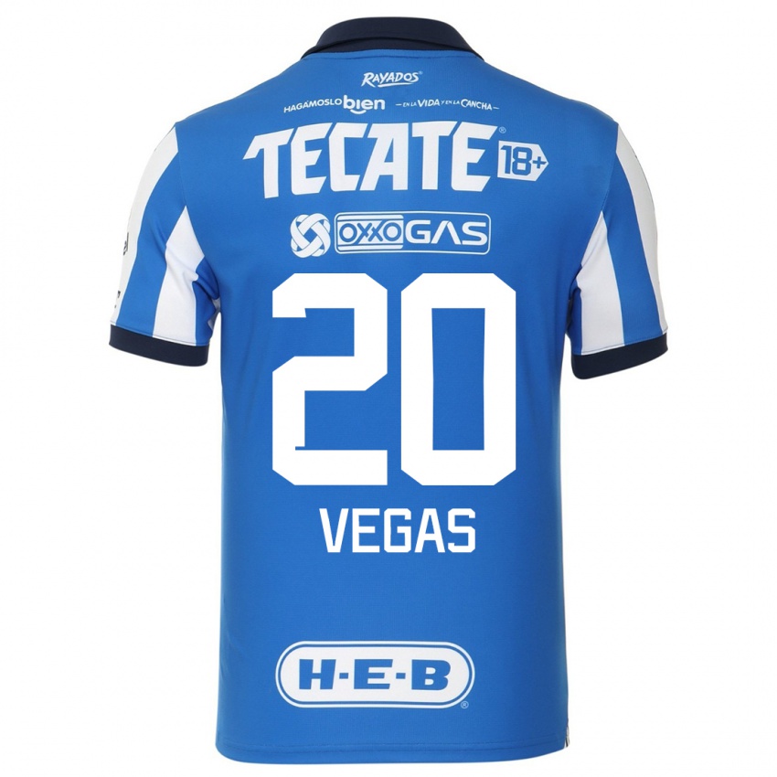 Mænd Sebastian Vegas #20 Blå Hvid Hjemmebane Spillertrøjer 2023/24 Trøje T-Shirt