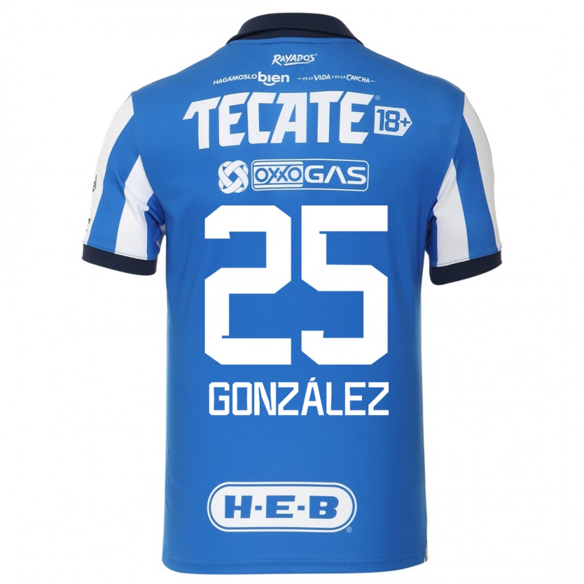 Mænd Jonathan González #25 Blå Hvid Hjemmebane Spillertrøjer 2023/24 Trøje T-Shirt