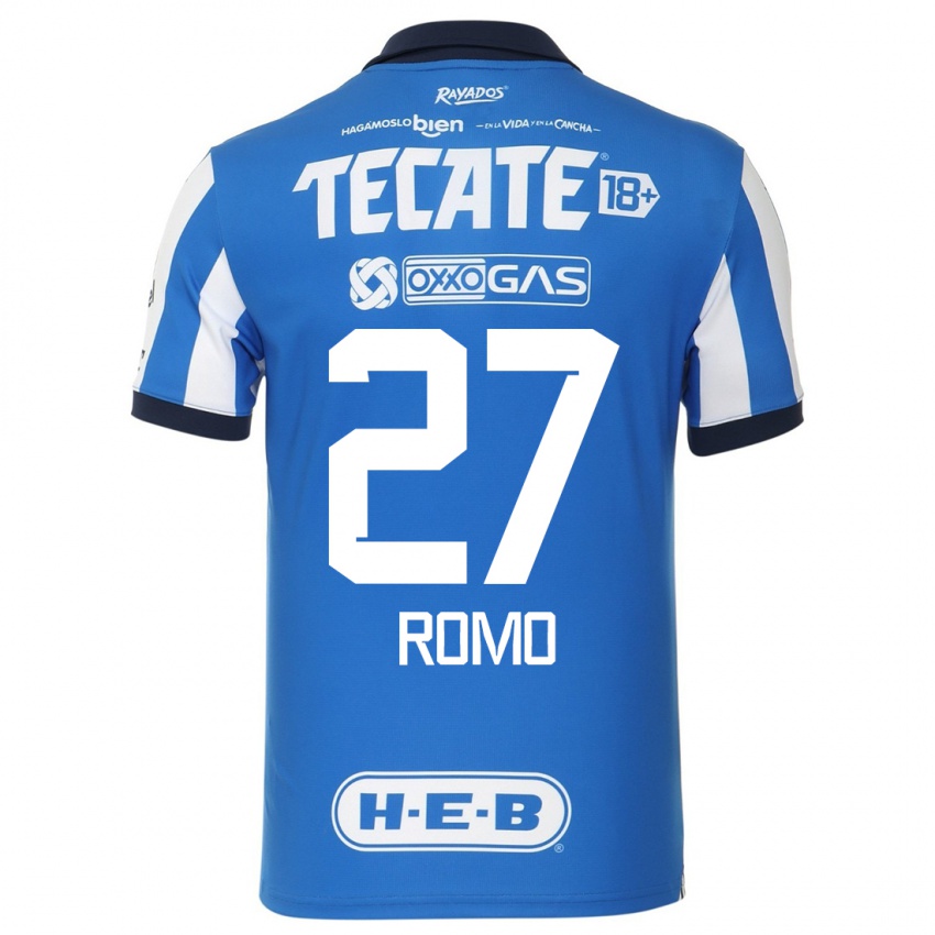 Mænd Luis Romo #27 Blå Hvid Hjemmebane Spillertrøjer 2023/24 Trøje T-Shirt