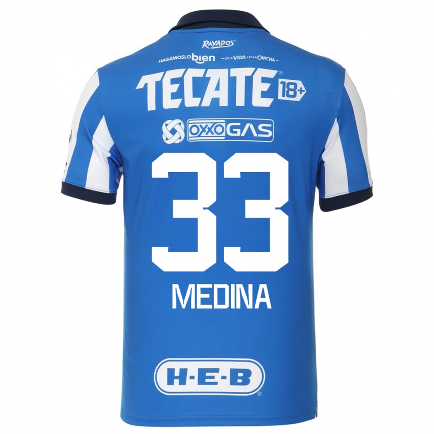 Mænd Stefan Medina #33 Blå Hvid Hjemmebane Spillertrøjer 2023/24 Trøje T-Shirt