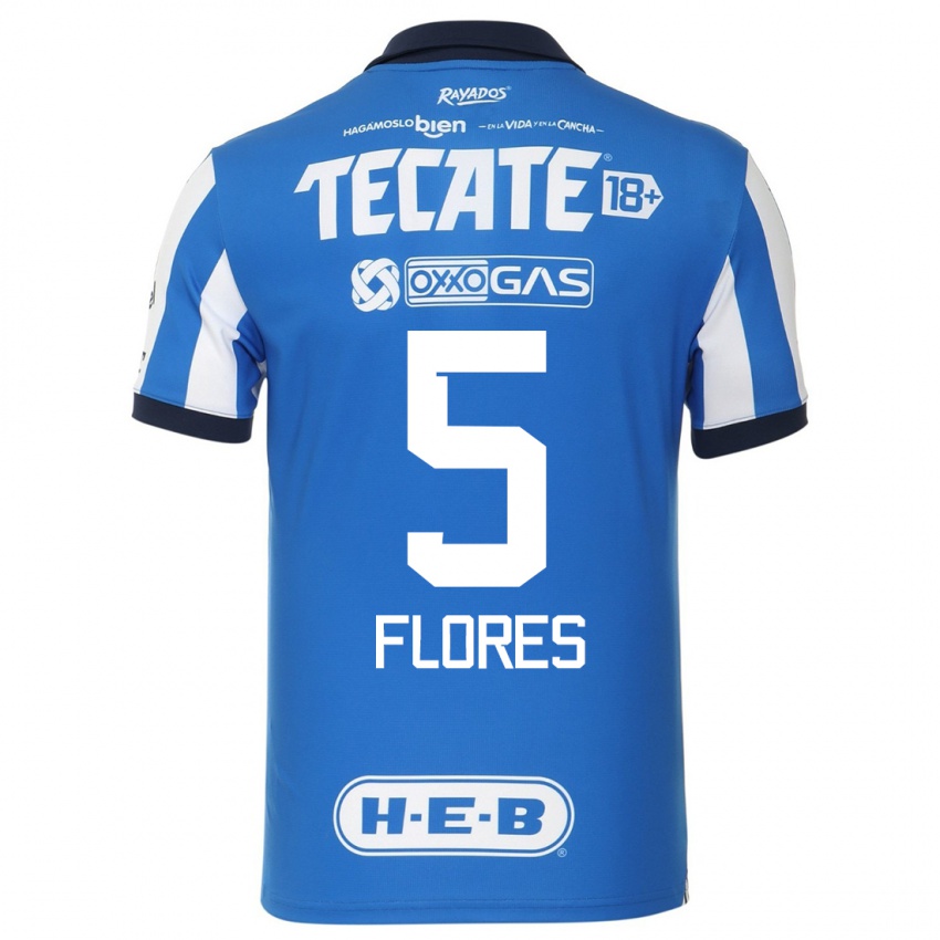 Mænd Monica Flores #5 Blå Hvid Hjemmebane Spillertrøjer 2023/24 Trøje T-Shirt
