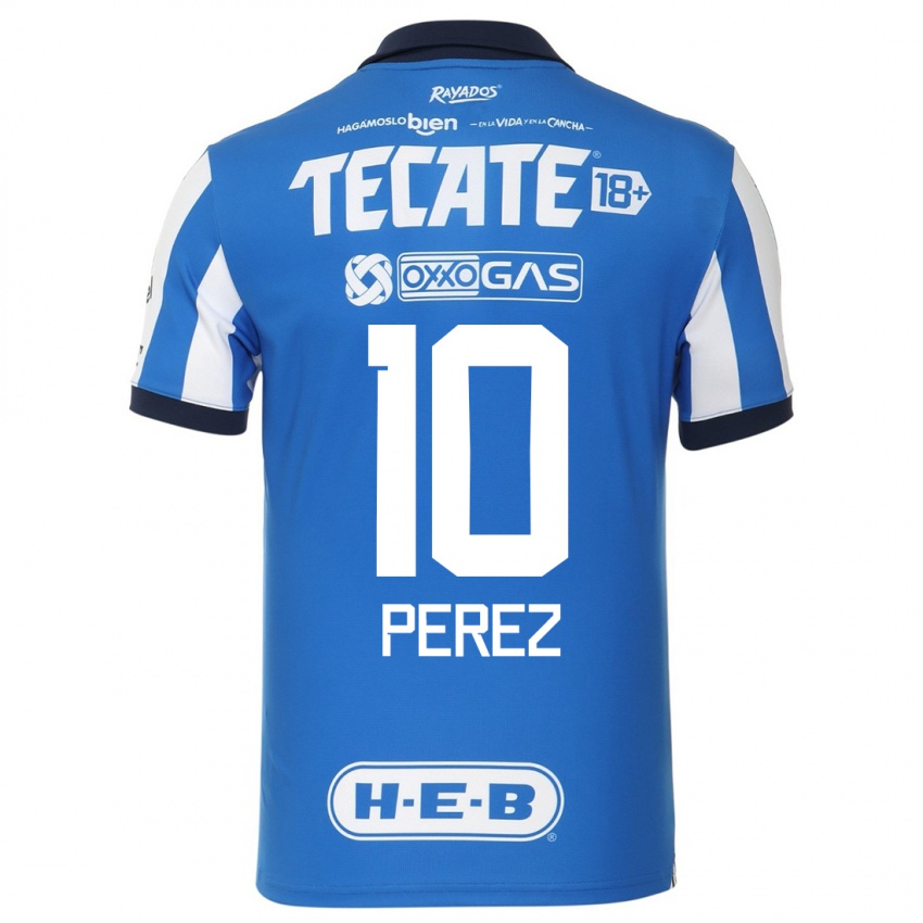 Mænd Nicole Perez #10 Blå Hvid Hjemmebane Spillertrøjer 2023/24 Trøje T-Shirt
